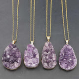 Amethyst Necklace Pendant Raw Stone Charm DIY Jewelry
