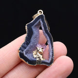 Geode Agates Slice Pendant with Amethysts for Jewelry Making DIY