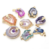 Geode Agates Slice Pendant with Amethysts for Jewelry Making DIY