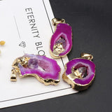 Geode Agates Slice Pendant with Amethysts for Jewelry Making DIY