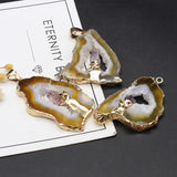 Geode Agates Slice Pendant with Amethysts for Jewelry Making DIY