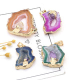 Geode Agates Slice Pendant with Amethysts for Jewelry Making DIY