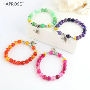 Natural Agate Bracelet 8mm Red Purple Gemstone Elephant Pendant