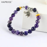 Natural Agate Bracelet 8mm Red Purple Gemstone Elephant Pendant