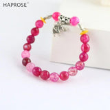 Natural Agate Bracelet 8mm Red Purple Gemstone Elephant Pendant