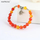 Natural Agate Bracelet 8mm Red Purple Gemstone Elephant Pendant