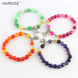 Natural Agate Bracelet 8mm Red Purple Gemstone Elephant Pendant