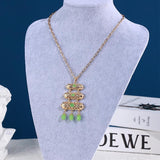 Moroccan Classic Hollowed Out Crystal Tassel Necklace Gold-Plated