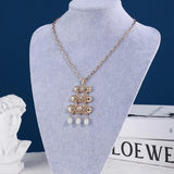 Moroccan Classic Hollowed Out Crystal Tassel Necklace Gold-Plated