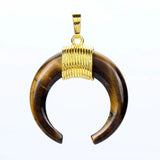 Natural Stone Crescent Moon Necklace Pendant Quartz Purple Crystal