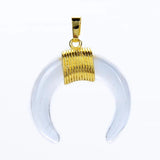 Natural Stone Crescent Moon Necklace Pendant Quartz Purple Crystal