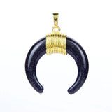 Natural Stone Crescent Moon Necklace Pendant Quartz Purple Crystal