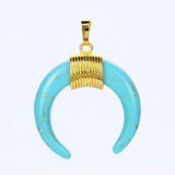 Natural Stone Crescent Moon Necklace Pendant Quartz Purple Crystal