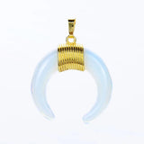 Natural Stone Crescent Moon Necklace Pendant Quartz Purple Crystal