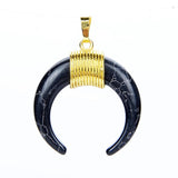 Natural Stone Crescent Moon Necklace Pendant Quartz Purple Crystal