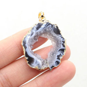 Grey Ocean Agate Pendant Necklace Bracelet Earring Accessories