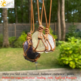 CSJA Healing Crystals Necklace Pendant Rope Wrap Amethysts Rose Crystal Quartzs