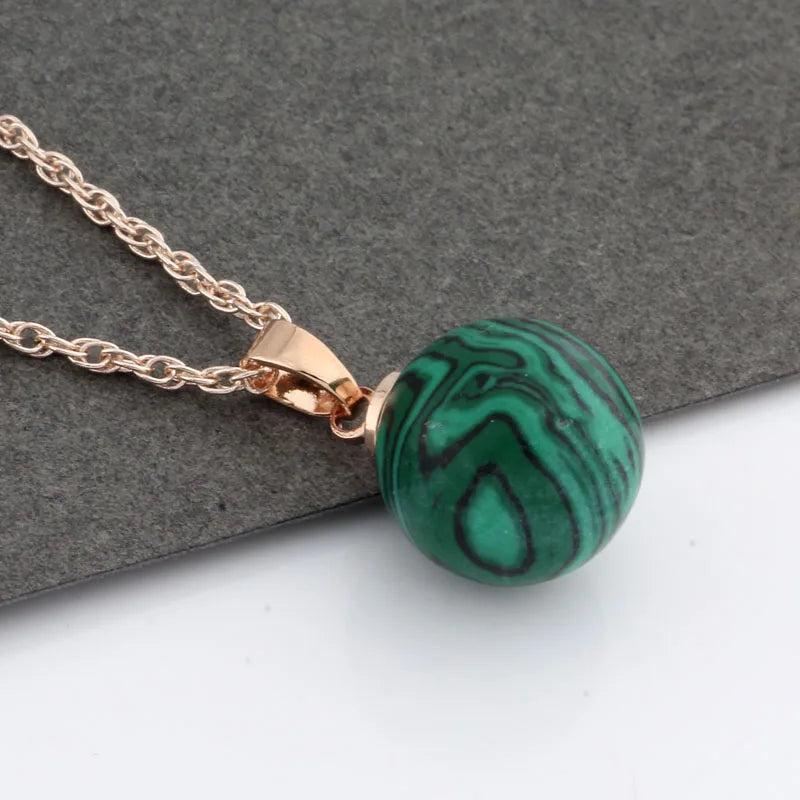 Rose Pendant Natural Stone 12mm Round Pendants Women Jewelry