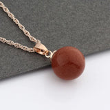 Rose Pendant Natural Stone 12mm Round Pendants Women Jewelry