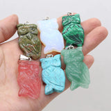 Natural Stone Gem Owl Pendant DIY Jewelry Making