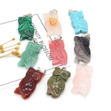 Natural Stone Gem Owl Pendant DIY Jewelry Making