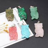 Natural Stone Gem Owl Pendant DIY Jewelry Making