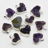 Amethyst Crystal Heart Pendant Necklace Charm DIY Jewelry 6Pcs