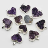 Amethyst Crystal Heart Pendant Necklace Charm DIY Jewelry 6Pcs