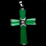 Green Jades Cross Bead Gem Pendant 1PCS 26X38MM
