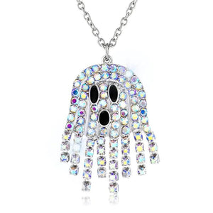 Ghost Crystal Pendant Halloween Pumpkin Ghost Necklace Woman Man Jewelry