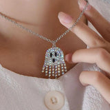 Ghost Crystal Pendant Halloween Pumpkin Ghost Necklace Woman Man Jewelry
