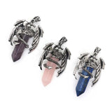 Purple Crystal Dragon Necklace Healing Pendant Vintage Jewelry