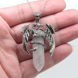 Purple Crystal Dragon Necklace Healing Pendant Vintage Jewelry