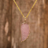 Labradorite Angel Wing Pendant Necklace - Women's Rainbow Fluorite Choker