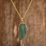 Labradorite Angel Wing Pendant Necklace - Women's Rainbow Fluorite Choker