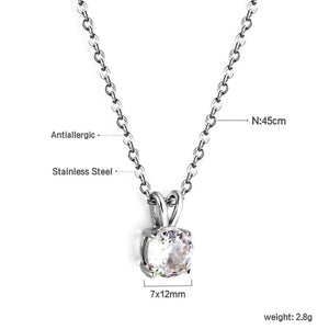 Crystal Pendant Necklace Stainless Steel CZ Choker