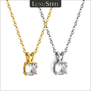 Crystal Pendant Necklace Stainless Steel CZ Choker