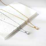 Crystal Pendant Necklace Stainless Steel CZ Choker