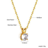 Crystal Pendant Necklace Stainless Steel CZ Choker