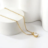 Crystal Pendant Necklace Stainless Steel CZ Choker