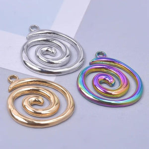 10PCS Stainless Steel Pendant Coil Vintage Thread DIY Jewelry Making