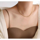 Minimalist Lace Choker Waterproof Plated Bead Tassel Necklace