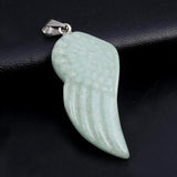 Natural Stone Angel Wing Pendant Crystal Healing Charms DIY Necklace