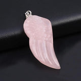 Natural Stone Angel Wing Pendant Crystal Healing Charms DIY Necklace
