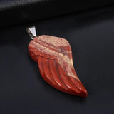 Natural Stone Angel Wing Pendant Crystal Healing Charms DIY Necklace