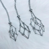 Crystal Stone Holder Necklace Silver Stainless Steel Empty Cage Gemstone