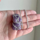 Crystal Stone Holder Necklace Silver Stainless Steel Empty Cage Gemstone