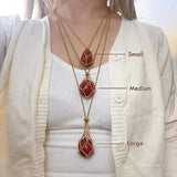 Crystal Stone Holder Necklace Silver Stainless Steel Empty Cage Gemstone
