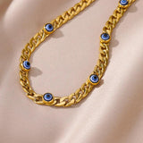 Stainless Steel Turquoise Double Chain Necklace for Women