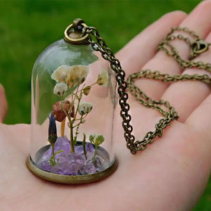 Elvish Mushroom Terrarium Necklace